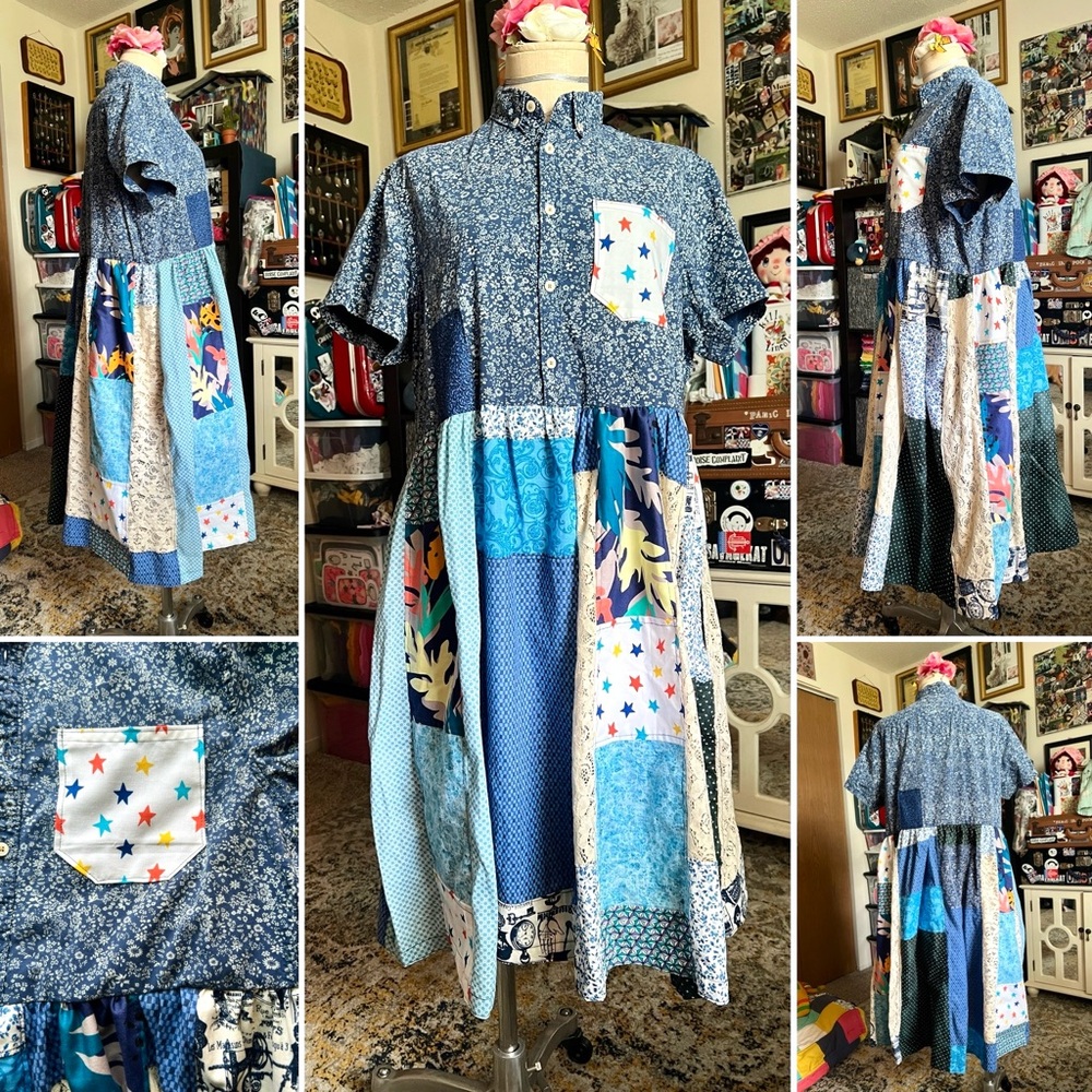 Patchwork Shirtdress With Pockets! - image 1